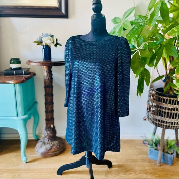 Free People Diamonds Are Forever Mermaid Mini Dress in Metallic Blue Small - Picture 12 of 15